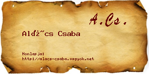 Alács Csaba névjegykártya